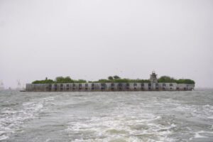 The Chesapeake Bay Foundation has planted millions of oysters in a sanctuary at Fort Carroll, dating back to 2008. (Photo by Christine Condon/ Maryland Matters)