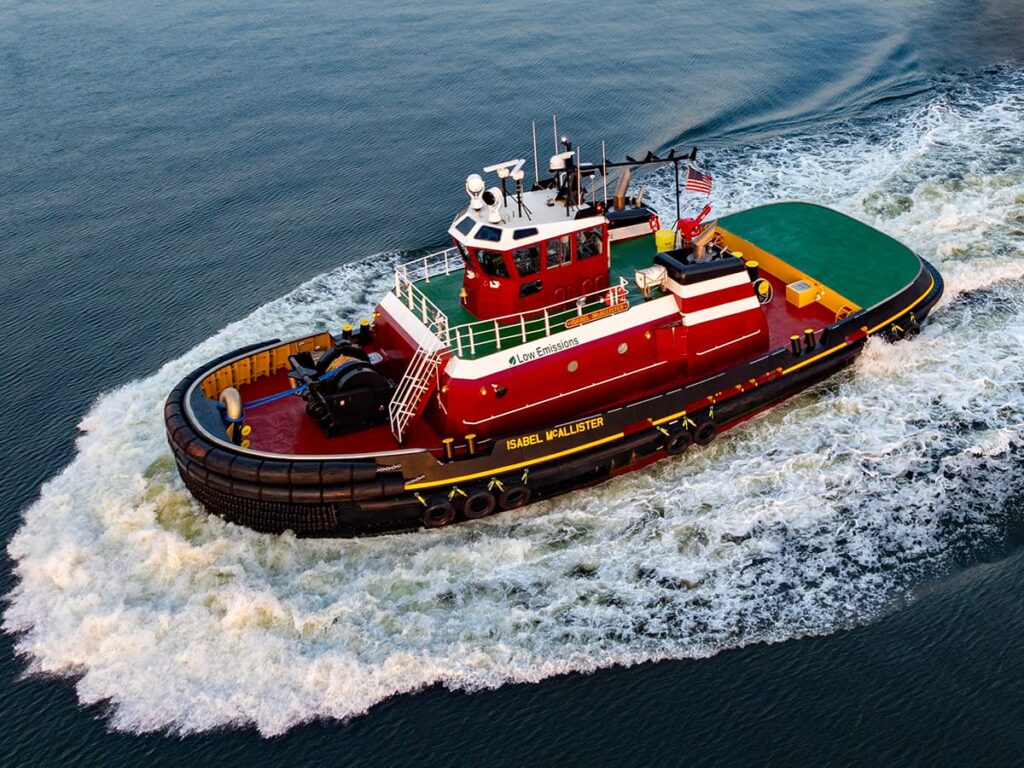 The Jones Act-qualified Isabel McAllister, built in 2025 by Washburn & Doughty, has become a major asset for the recovering Port of Baltimore. (Image Credit: McAllister Towing)