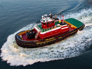 The Jones Act-qualified Isabel McAllister, built in 2025 by Washburn & Doughty, has become a major asset for the recovering Port of Baltimore. (Image Credit: McAllister Towing)