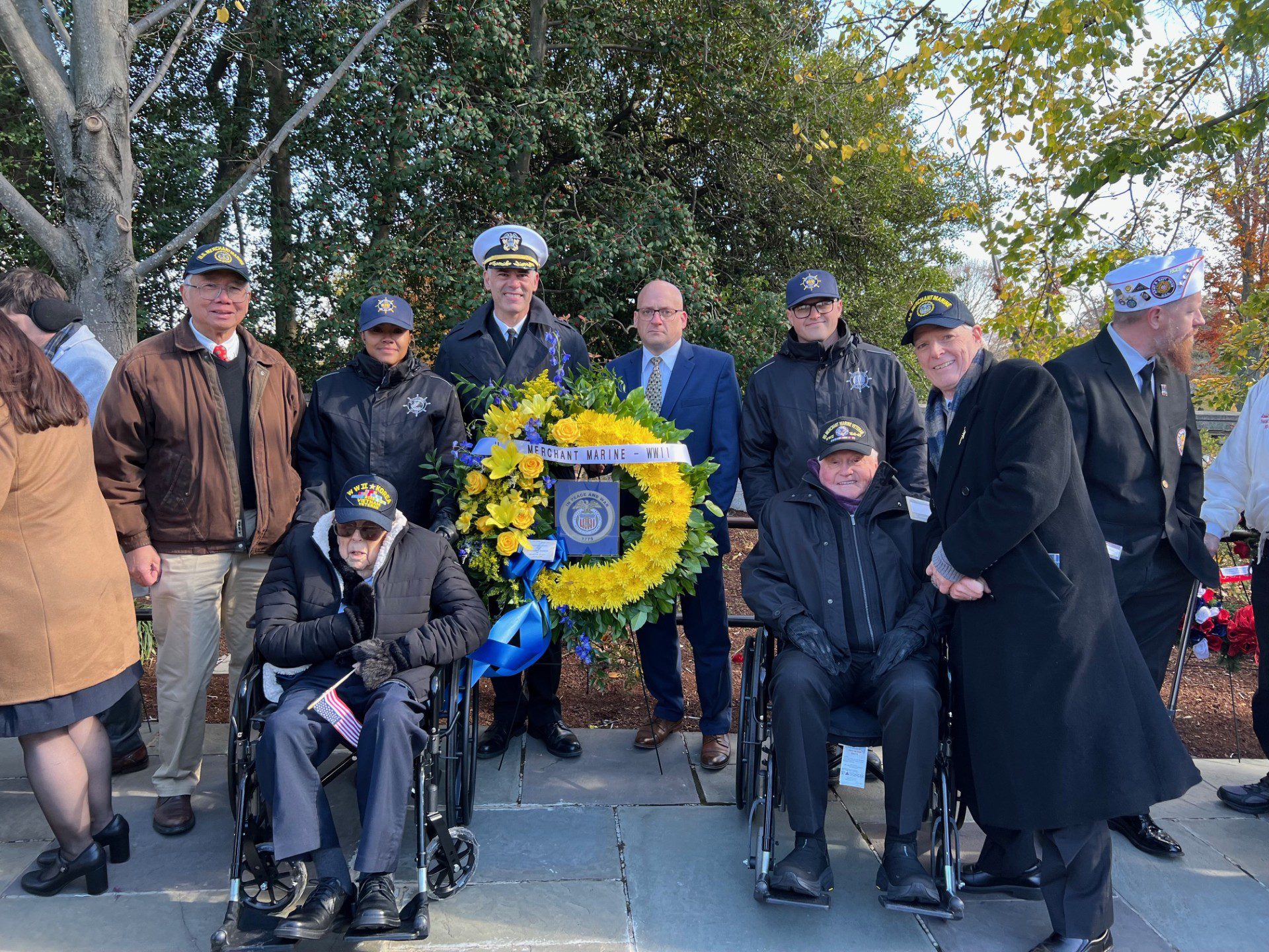 American merchant marine veterans and families attended the National ceremony on Veterans Day at the Arlington National Cemetery for the third consecutive year. (Image Credit: AMMV)